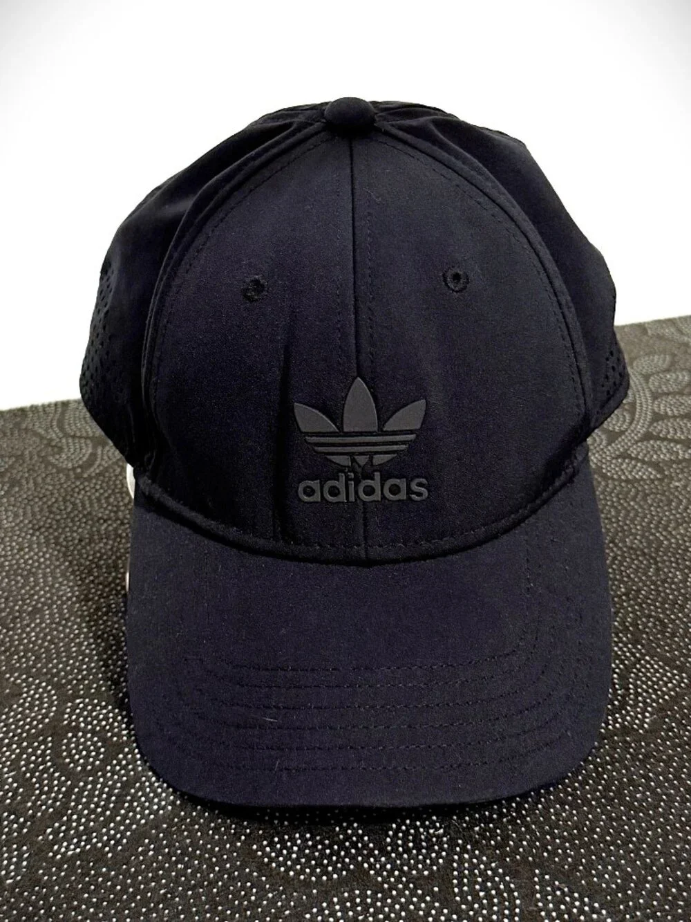 Adidas Black Snap Back Vented Cap Trefoil Logo
